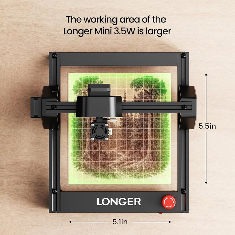 LONGER راي 5 جهاز نقش بالليزر 3500 مللي واط دقة عالية 0.04 * 0.04 مم قاطع ليزر صغير وآلة نقش 130x140 مم منطقة عمل للخشب والمعادن والأكريليك والزجاج - Image 5